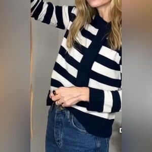 Eleven Loves Navy and White Cashmere Sweater NWT